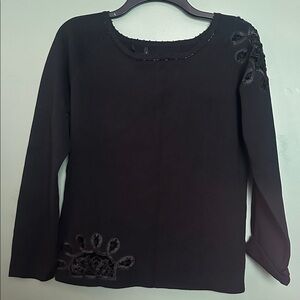 MICHELLE NICOLE women’s Black Beaded embroidered Sweater Size XL romantic fairy